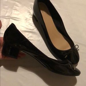 Zara Patent Black Leather Heeled Flats